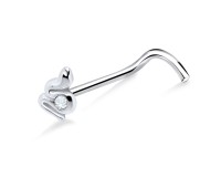 Stone Placed Snake Silver Curved Nose Stud NSKB-324